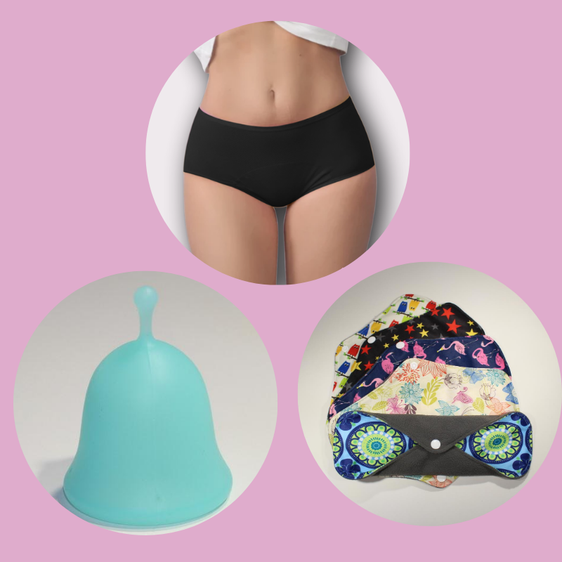 Variety Pack- Organic Pad, Period Panties & Menstrual Cup – Moon